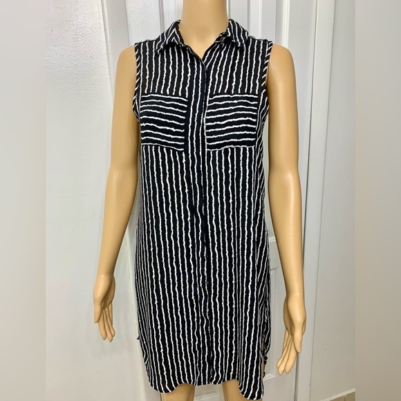 Haute Monde Black and White Button Down Shirt Casual Tunic Dress Women’s Size S - Picture 12 of 12